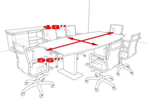 Modern Contemporary Boat Shaped 8' Feet Conference Table, #MT-STE-C5