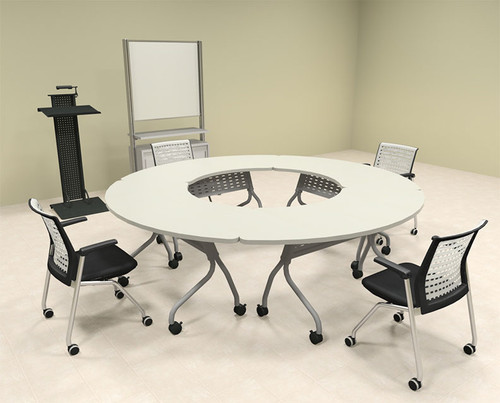 4pcs Round Shape Training / Conference Table Set, #MT-SYN-LT1