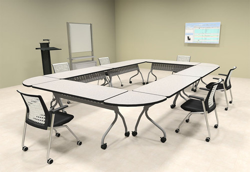 6pcs Rectangle Shape Training / Conference Table Set, #MT-SYN-LT32