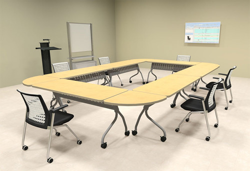 6pcs Rectangle Shape Training / Conference Table Set, #MT-SYN-LT33