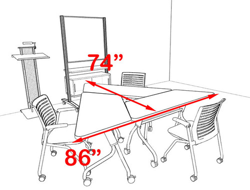 3pcs Triangle Shape Training / Conference Table Set, #MT-SYN-LT9