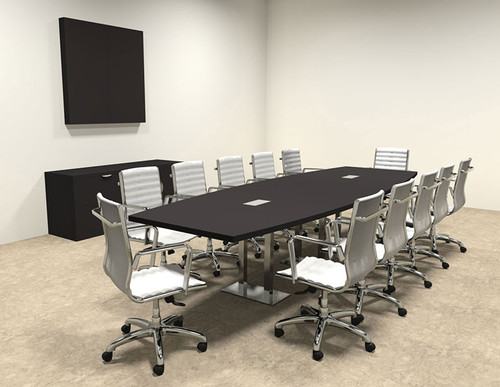 Modern Boat Shaped Steel Leg 12' Feet Conference Table, #OF-CON-CM24
