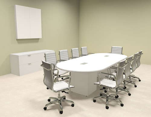 Modern Racetrack Cube Leg 10' Feet Conference Table, #OF-CON-CQ1