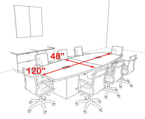 Modern Boat Shaped Cube Leg 10' Feet Conference Table, #OF-CON-CQ16