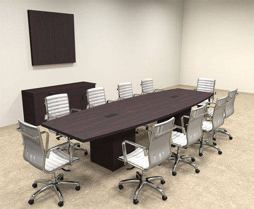 Modern Boat Shaped Cube Leg 12' Feet Conference Table, #OF-CON-CQ28