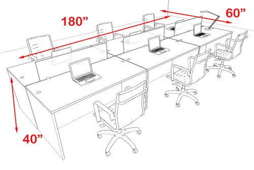 Six Person Modern Blue Divider Office Workstation Desk Set, #OT-SUL-FPB10