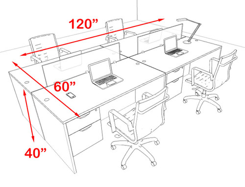 Four Person Modern Blue Divider Office Workstation Desk Set, #OT-SUL-FPB18