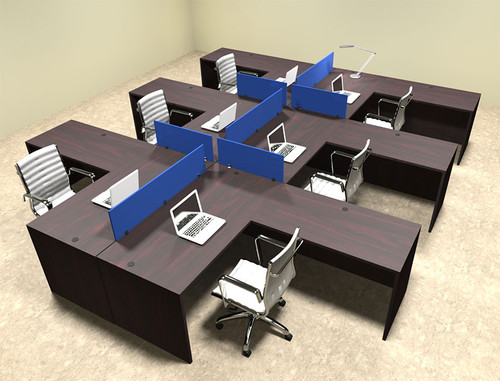 Six Person Blue Divider Office Workstation Desk Set, #OT-SUL-FPB35