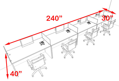 Four Person Blue Divider Office Workstation Desk Set, #OT-SUL-SPB10