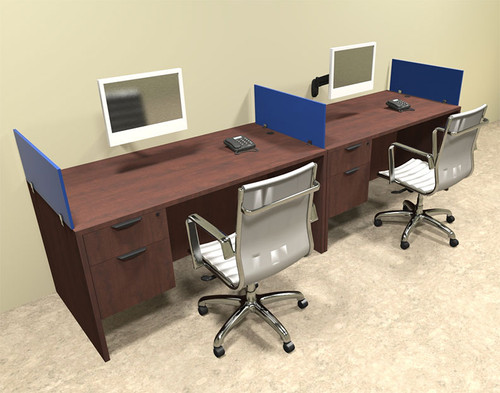 Two Person Blue Divider Office Workstation Desk Set, #OT-SUL-SPB22