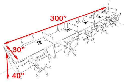 Five Person Blue Divider Office Workstation Desk Set, #OT-SUL-SPB33