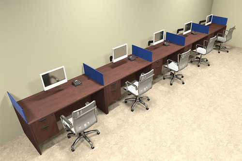 Five Person Blue Divider Office Workstation Desk Set, #OT-SUL-SPB34