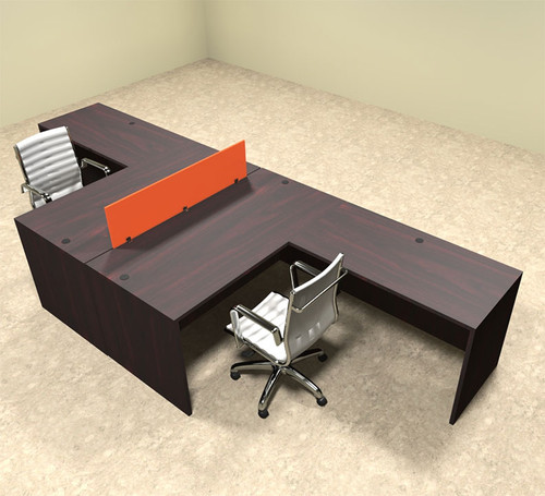 Two Person Orange Divider Office Workstation Desk Set, #OT-SUL-FPO27