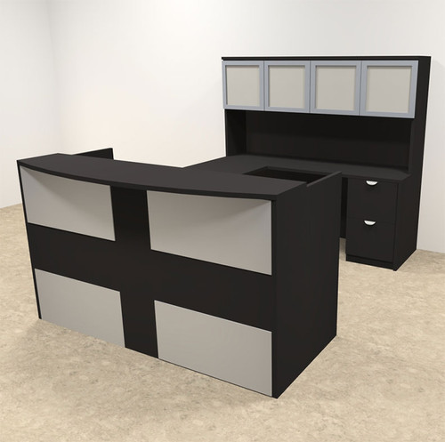 5pc U Shaped Modern Acrylic Panel Office Reception Desk, #OT-SUL-R20