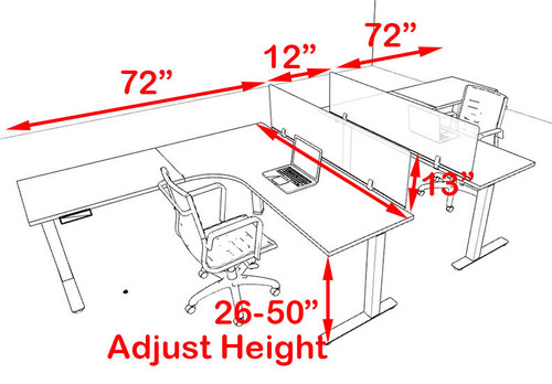 Two Persons L Shaped Power Adjustable Divider Workstation, #OF-CON-HP30