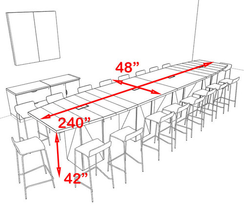 Boat Shape Counter Height 18' Feet Conference Table, #OF-CON-CT27