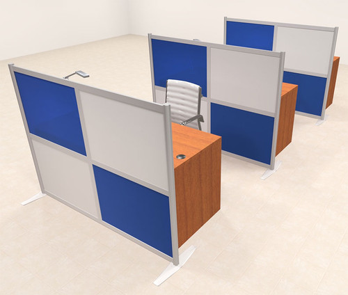 Three Person Workstation w/Acrylic Aluminum Privacy Panel, #OT-SUL-HPB33