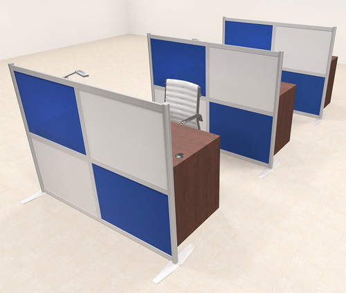 Three Person Workstation w/Acrylic Aluminum Privacy Panel, #OT-SUL-HPB34