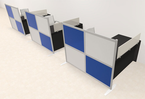 Three Person Workstation w/Acrylic Aluminum Privacy Panel, #OT-SUL-HPB48