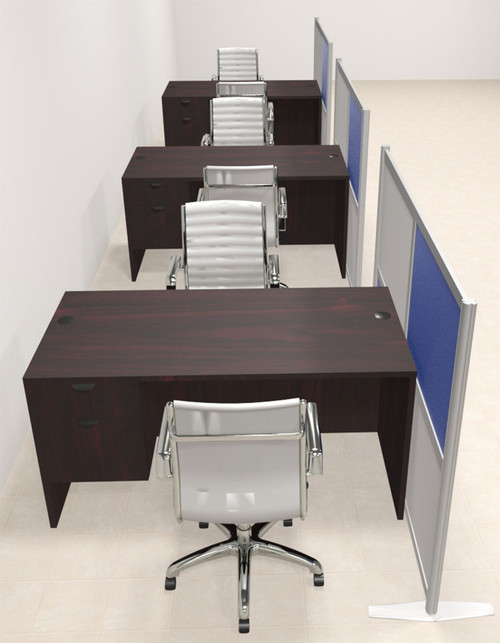 Three Person Workstation w/Acrylic Aluminum Privacy Panel, #OT-SUL-HPB59