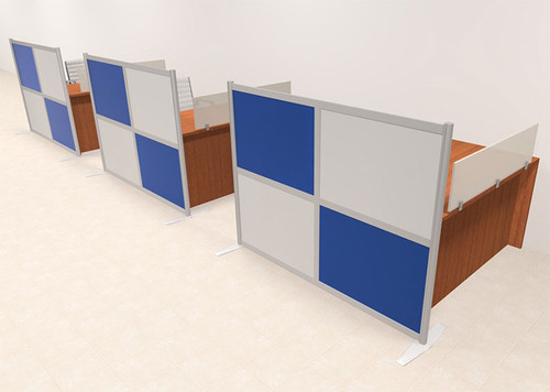 Three Person Workstation w/Acrylic Aluminum Privacy Panel, #OT-SUL-HPB9