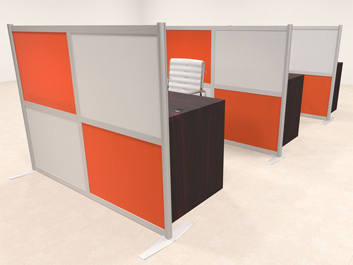 Three Person Workstation w/Acrylic Aluminum Privacy Panel, #OT-SUL-HPO107