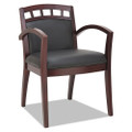Alera Reception Lounge 500 Series Arch Cutout Wood Chair, Mahogany/black Leather, #AL-1220