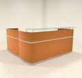 3pc Modern Glass L Shape Counter Reception Desk Set, #RO-NAP-R4