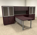 5pc L Shaped Modern Contemporary Executive Office Desk Set, #OF-CON-L3