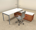 2pc L Shaped Modern Contemporary Executive Office Desk Set, #OF-CON-L51