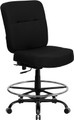 Big & Tall 400 lb. Capacity Big & Tall Black Fabric Drafting Stool with Extra WIDE Seat , #FF-0309-14