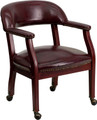 Oxblood Vinyl Luxurious Conference Chair with Casters , #FF-0473-14