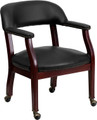 Black Vinyl Luxurious Conference Chair with Casters , #FF-0474-14