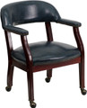 Navy Vinyl Luxurious Conference Chair with Casters , #FF-0475-14