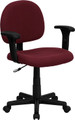 Mid-Back Ergonomic Burgundy Fabric Task Chair with Adjustable Arms , #FF-0353-14