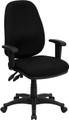 High Back Black Fabric Ergonomic Computer Chair with Height Adjustable Arms , #FF-0354-14