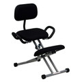 Ergonomic Kneeling Chair in Black Fabric with Back and Handles , #FF-0441-14