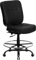 Big & Tall 400 lb. Capacity Big & Tall Black Leather Drafting Stool with Extra WIDE Seat , #FF-0311-14