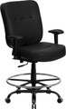 Big & Tall 400 lb. Capacity Big & Tall Black Leather Drafting Stool with Arms and Extra WIDE Seat , #FF-0312-14