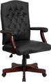 Martha Washington Black Leather Executive Swivel Chair , #FF-0224-14