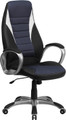 High Back Black Vinyl Executive Office Chair with Blue Mesh Inserts , #FF-0273-14