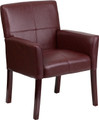 Burgundy Leather Executive Side Chair or Reception Chair with Mahogany Legs , #FF-0452-14