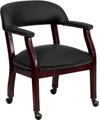 Black Leather Conference Chair with Casters , #FF-0459-14