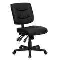 Mid-Back Black Leather Multi-Functional Task Chair , #FF-0329-14