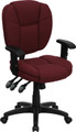 Mid-Back Burgundy Fabric Multi-Functional Ergonomic Task Chair with Arms , #FF-0339-14