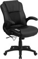 Massaging Black Leather Executive Office Chair , #FF-0230-14