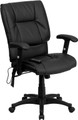 Mid-Back Massaging Black Leather Executive Office Chair , #FF-0233-14