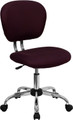 Mid-Back Burgundy Mesh Task Chair with Chrome Base , #FF-0146-14