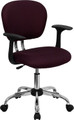 Mid-Back Burgundy Mesh Task Chair with Arms and Chrome Base , #FF-0148-14