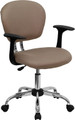 Mid-Back Coffee Brown Mesh Task Chair with Arms and Chrome Base , #FF-0152-14